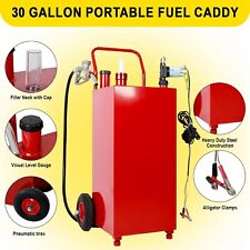 Fuel Caddy Fuel Storage Gas Diesel Tank 30 Gallon 2 Wheels W Manuel Pump Red