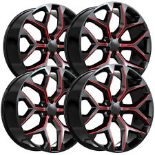 Set Of 4 Oe Revolution G-09 Snowflake 20x9 6x5.5 27mm Blackred Wheels Rims