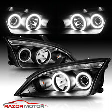 Led Halo 2005 2006 2007 For Ford Focus Black Projector Headlights Pair