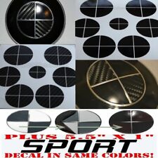 Black Carbon Fiber Gloss Black Sticker Overlay Set Sport Fit All Bmw Emblems