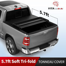 5.7ft 68 Bed Tonneau Cover Soft Tri-fold For 09-23 Dodge Ram 1500 Truck W Lamp