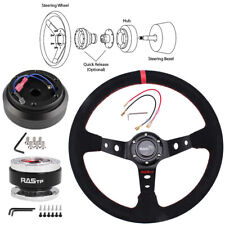 New Red Suede Steering Wheelshort Hub Adapterquick Release For Honda Civic Ek