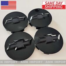 Set Of 4 Studded Wheel Center Hub Caps For Chevy Truck And Suv 3.25 Gloss Black