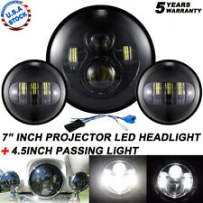 80w 7inch Led Projector Headlight Passing Lights For Harley Touring Motorcycle