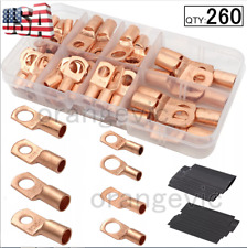 260pc Heavy Duty Wire Lugs Battery Cable Tinned Copper Eyelets Sc Ring Terminals
