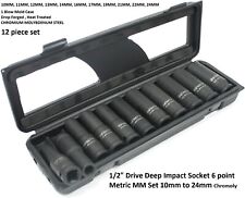 12 Drive Deep Impact Socket Set 10-24mm Metric Foreign Auto Truck Car Tire Lug