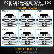 For Ram 1500 Full Body Rally Racing Stripes Graphic Decal Overlay - Matte Vinyl