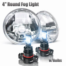 Pair Universal 4 Inch Round Fog Lights Clear Lens Chrome Housing Driving Lamps