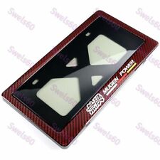 For Jdm Mugen Power Real Carbon License Plate Cover Protector Shield Frame Red 5