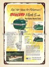 1953 Kiekhaefer Mercury Mark 5 Outboard Motor Metal Tin Sign Retro Signs