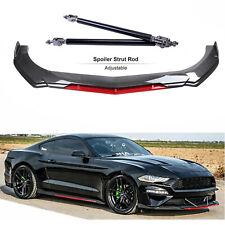 For Ford Mustang Front Bumper Chin Lip Spoiler Splitters Carbon Fiber Strut