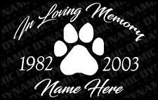 Custom In Loving Memory Dog Pet Cat Love Vinyl Car Window Decal Sticker Name Rip