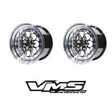 X2 Vms Racing Revolver 13x9 Black Polished Drag Race Wheels For Honda Civic Eg