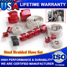 Red New Steel Braided Hose Set Engine Dress Up Kit Radiatorvacuumfueloil Line