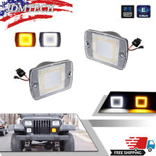 2pcs Clear Lens Drl Turn Signal W Amber Led Lights For Jeep Wrangler Yj 1987-95