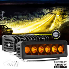 For Jeep Offroad Truck 2x 6inch Cree Amber Led Work Light Bar Spot Fog Driving
