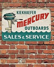 Mercury Outboards Sales Service Sign Aluminum Metal 8x12 Retro Aged Rustic
