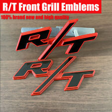 New 2x Oem For Rt Front Grill Emblems Rt Badge Trunk Rear Red Black Car Decals