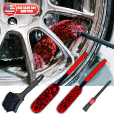 4pcs Car Wheel Brush Rims Tire Seat Engine Wash Cleaning Kit Auto Detailing Tool