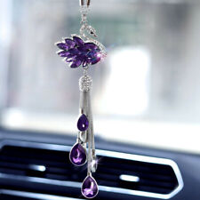 Car Pendant Purple Rhinestone Swan Rear View Mirror Hanging Decor Accessorie