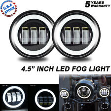 Pair 4.5 Inch Led Projector Round Fog Light Angel Eyes Halo Motorcycle Ring Drl