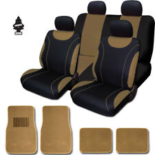 For Bmw New Black And Tan Cloth Car Truck Seat Covers With Mats Full Set
