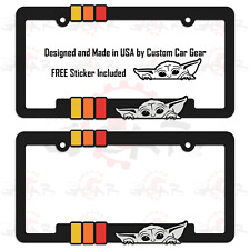 2 Retro Yoda License Plate Frames Fits Toyota Bracket Made In Usa - Free Sticker