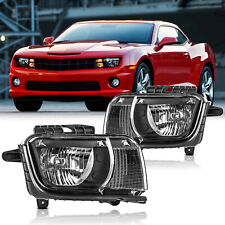 For 2010-2013 Chevy Camaro Pair Factory Style Black Housing Halogen Headlights