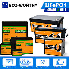 Eco-worthy Lifepo4 Deep Cycle Lithium Battery 12v24v48v 10ah 50ah 100ah 200ah