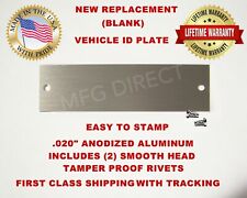 New Blank Dodge Plymouth Chrysler More Tag Data Plate Serial Number Id Usa