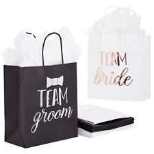 20 Pack Bride And Groom Gift Bags With Tissue Paper For Wedding 8 X 4 X 9 In