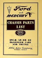 Ford And Mercury Chassis Parts Book 1938 1939 1940 1941 Mechanical Car And Truck