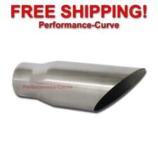 Stainless Steel Round Angle Cut Exhaust Tip 3 Inlet - 4 Outlet - 12 Long