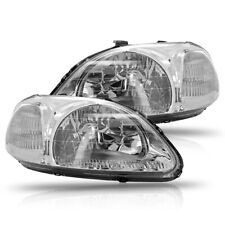 For 96-98 Honda Civic Ejemek Black Housing Headlight Clear Corner Signal Lamp