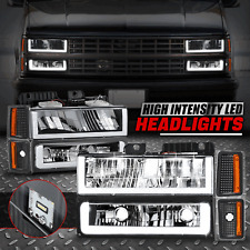 U-led Drl For 88-93 Chevy Ck Headlightbumper Signalcorner Lamps Blackamber