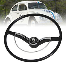Black Steering Wheel Chrome Ring Button For Volkswagen Vw Beetle 1955-1971