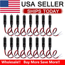 Lot 12v Fused Led Light Cigarette Lighter Male Plug Replacement Adapter W Leads