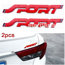 2pcs Decals Sticker 3d Red Metal Sport Racing Logo Car Trunk Fender Emblem Badge