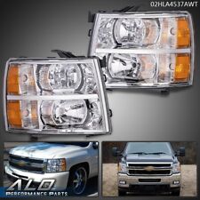 Fit For 07-13 Chevy Silverado 150025003500 Amber Headlights Chrome Replacement