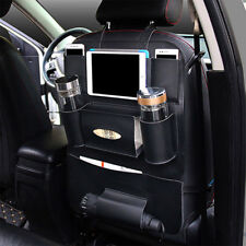 Black Leather Car Seat Back Bag Organizer Storage Ipad Phone Holder Multi-pocket
