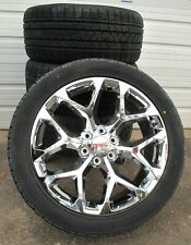 22 New Set Of 4 Gmc Yukon Sierra Chrome Wheels And Tires 5668n Red Caps