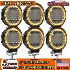 6pc 5inch 720w Round Led Work Lights White Amber Combo Driving Offroad For Jeep