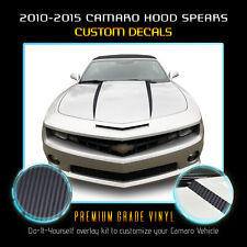 For 2010-2015 Chevy Camaro Hood Spears Graphics Vinyl Decal - Matte Carbon Fiber