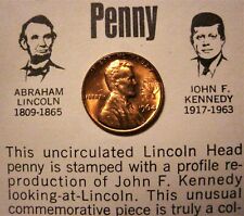 Red Uncirculated 1964 Lincoln Kennedy Penny Coincidences Jfk Commemorative Cent