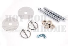 Universal Hood Pin Kit Flip Over Style Clips Chevy Ford Mopar Sports Chrome