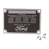 1928 1929 1930 1931 1932 1933 1934 1935 1936 Ford Data Plate