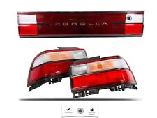 For 93 97 Toyota Corolla Tail Lights Clear Red Lamps Set License Board 3 Pcs