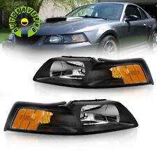 For 1999-2004 Ford Mustang Black Housing Amber Corner Headlight Replacement Lamp