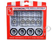 Skill 2 Model Kit Wire Wheels Whitewall Tires Set Of 5 Pcs 125 Amt Amtpp033
