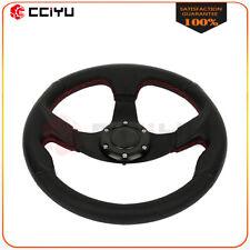 320mm Black Lightweight 6-bolt Leather Racing Steering Wheel High Quality